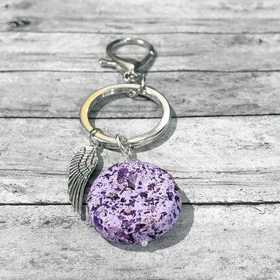 636 - SQUARE & ROUND BEAD KEY CHAIN - A Lacy Creation, Petals to Memories