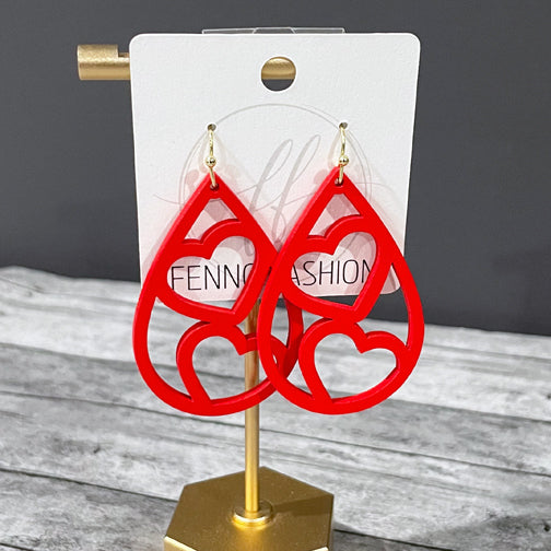 Red Valentine Heart Earrings | Valentine's Day Jewelry | Megan Fenno | FENNO FASHION