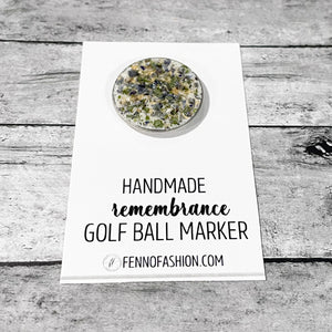Remembrance Golf Ball Marker | Memorial Golf Ball Marker | FENNO FASHION | Megan Fenno  | Memorial Accessories Cincinnati | Memorial Keepsakes using flowers 