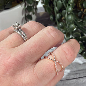 Rose Gold Crystal Ajustable Ring | Rose Gold Stackable Rings | Megan Fenno | FENNO FASHION