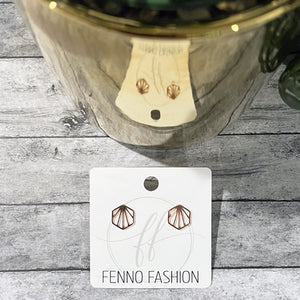 Rose Gold Geometric Stud Earrings | Hexagon Earrings | Megan Fenno | FENNO FASHION 