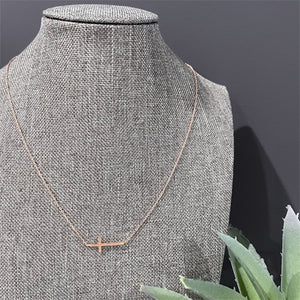 Rose Gold Sideways Cross Necklace | Dainty Cross Necklace | Megan Fenno | FENNO FASHION