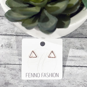 Dainty Rose Gold Triangle Earrings | Triangle Studs | Megan Fenno | FENNO FASHION