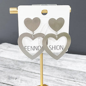 Heart Earrings | Valentine Earrings | Silver Heart Statement Earrings | FENNO FASHION | Megan Fenno