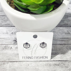 Silver Geometric Stud Earrings | Hexagon Earrings | Megan Fenno | FENNO FASHION 