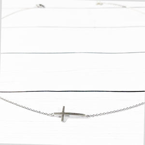 Silver Sideways Cross Necklace | Dainty Cross Necklace | Megan Fenno | FENNO FASHION