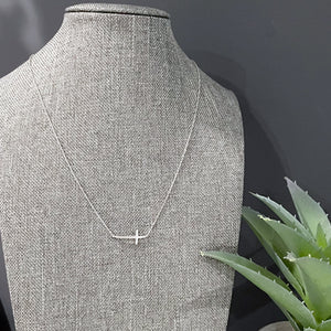 Silver Sideways Cross Necklace | Dainty Cross Necklace | Megan Fenno | FENNO FASHION