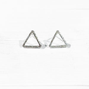 Dainty Silver Triangle Earrings | Triangle Studs | Megan Fenno | FENNO FASHION