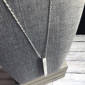 Silver Bar Pendant Necklace | Long Silver Necklace  | Megan Fenno | FENNO FASHION