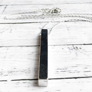 Silver Bar Pendant Necklace | Long Silver Necklace  | Megan Fenno | FENNO FASHION