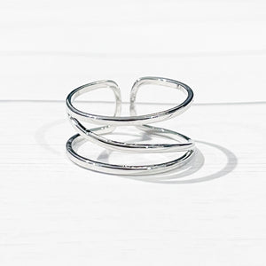 Layered Silver Adjustable Ring | Stackable Dainty Ring | FENNO FASHION | Megan Fenno