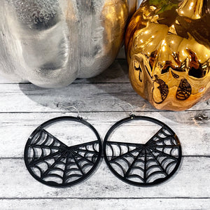 Black Spider Web Dangly Earrings | Spider Web Earrings | Megan Fenno | FENNO FASHION 