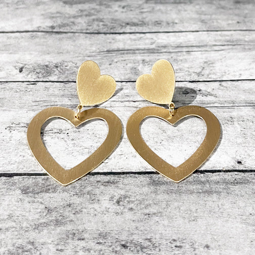 Heart Earrings | Valentine Earrings | Gold Heart Statement Earrings | FENNO FASHION | Megan Fenno