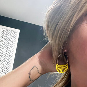 Bright Yellow Earrings | Neon Earrings | Gold Geometric Earrings | Megan Fenno | FENNO FASHION