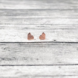 Tiny Brushed Metal Heart Stud Earrings (ROSE GOLD, GOLD OR SILVER)