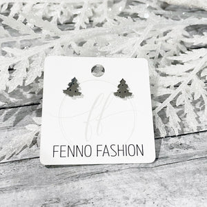 Silver  Christmas Tree Stud Earrings | Christmas Jewelry | FENNO FASHION | Megan Fenno